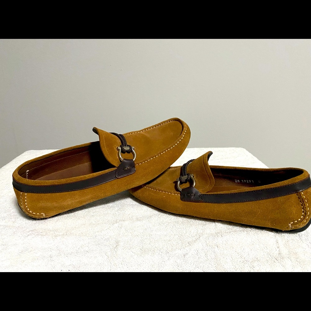 Salvatore Ferragamo calf suede drivers, worn twice